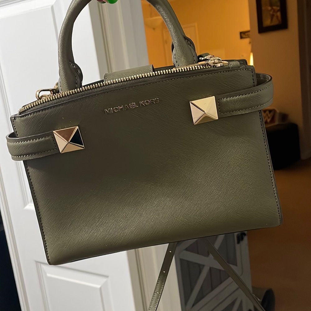 Michael Kors Olive Green Saffiano Leather Crossbody Satchel